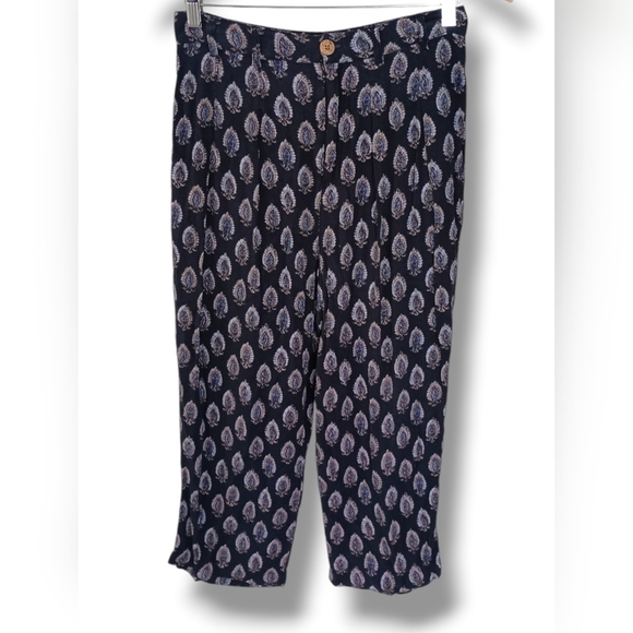 Free People Magdalene Printed Pant in Navy Combo Size 0 - Picture 2 of 5
